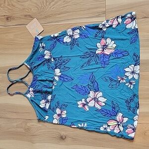 NWT Bixby NOMAD Girls Spaghetti Strap Tank Top Teal Floral